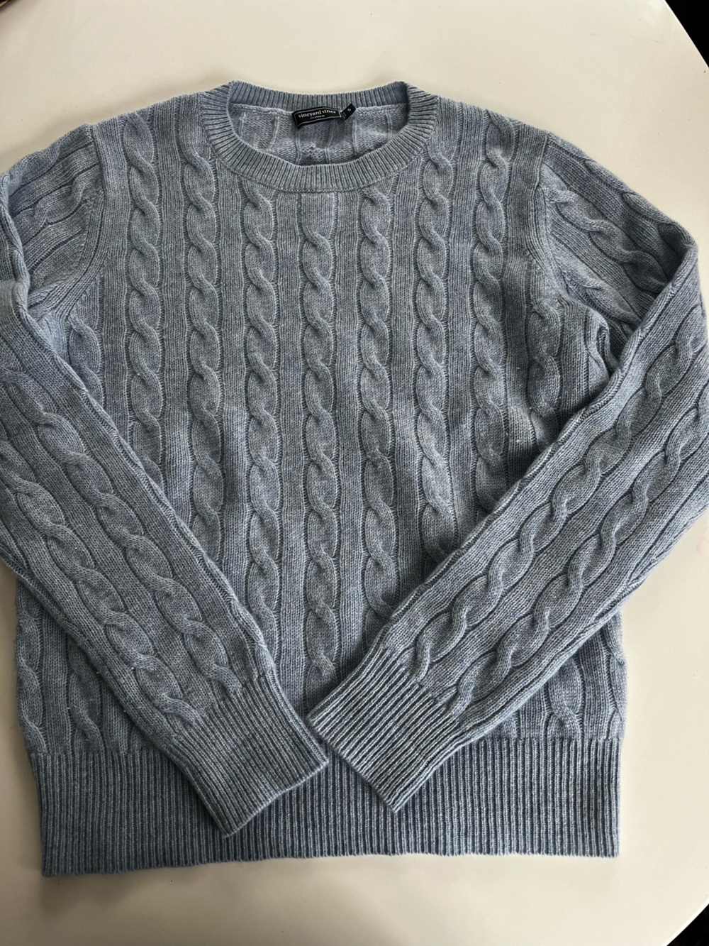 Vineyard Vines Light Blue Cable Knit Crewneck Sweater